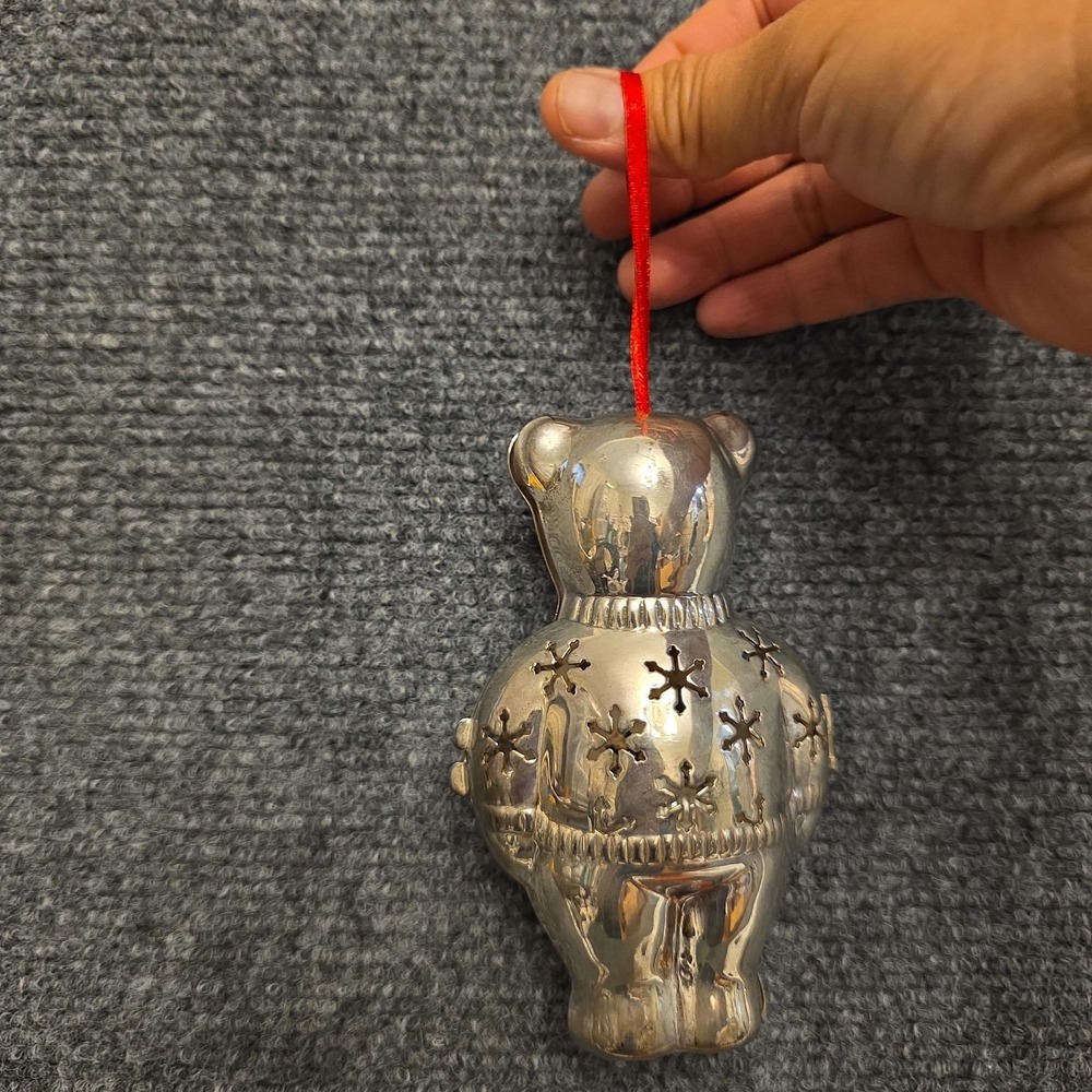 Reed &‎ Barton Silverplate Hinged Teddy Bear Christmas Tree Ornament Pomander - Picture 4 of 6